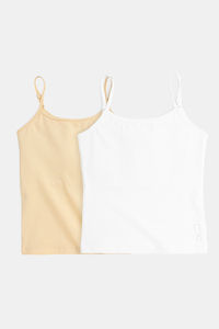 YouGotPlanB Girls Cotton Padded Camisole (Pack of 2) - Multicolor — thumbnail 1